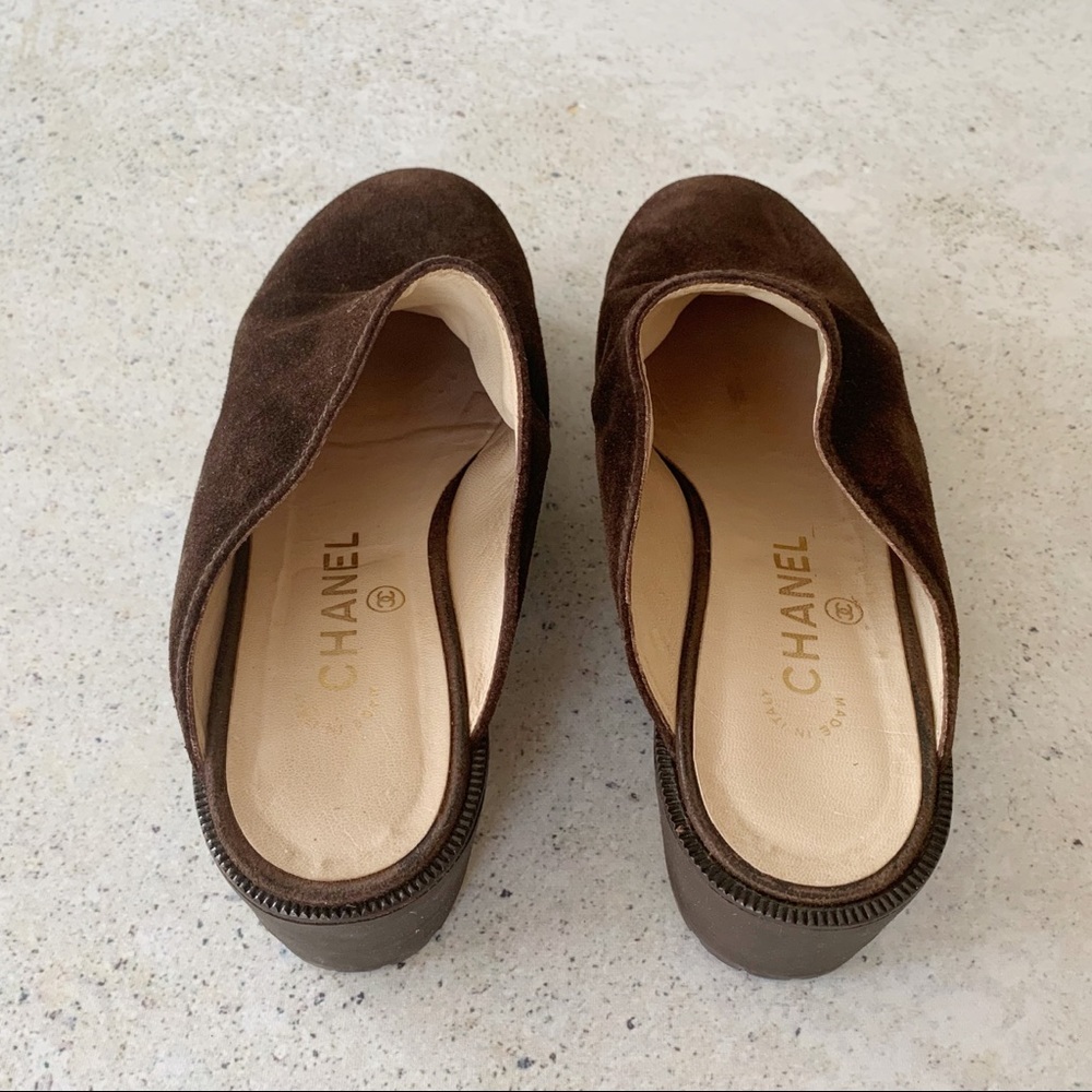 ✖️SOLD✖️ VINTAGE CHANEL CC Suede Mules Clogs - Picture 5 of 7